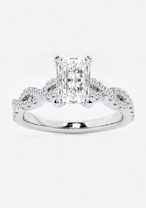 1 1/4 ctw Radiant Lab Grown Diamond Double Twist Engagement Ring