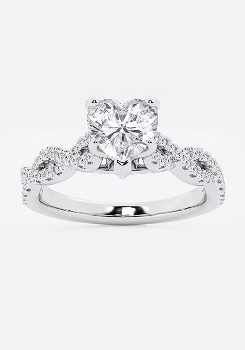 1 1/4 ctw Heart Lab Grown Diamond Double Twist Engagement Ring