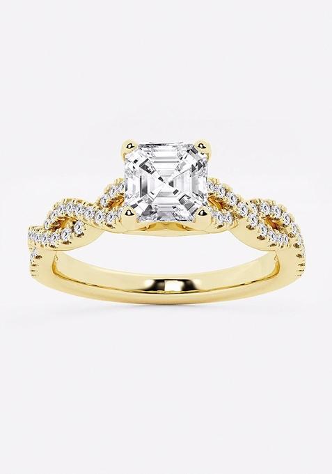 1 1/4 ctw Asscher Lab Grown Diamond Double Twist Engagement Ring