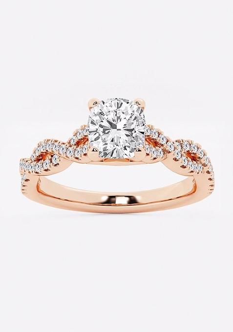 1 1/4 ctw Cushion Lab Grown Diamond Double Twist Engagement Ring