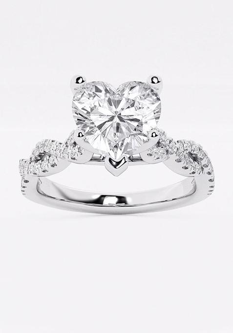 2 1/4 ctw Heart Lab Grown Diamond Double Twist Engagement Ring