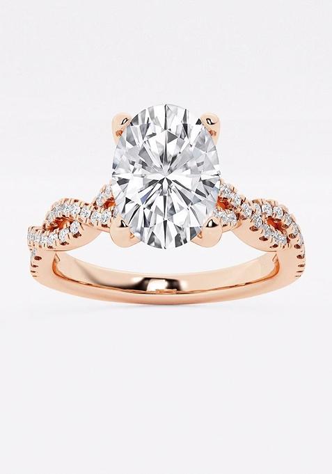  3 3/4 ctw Oval Lab Grown Diamond Double Twist Engagement Ring