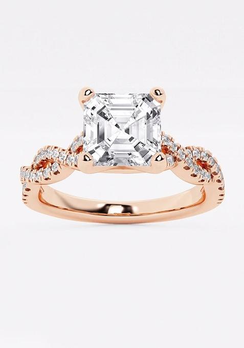 6 1/3ctw Asscher Lab Grown Diamond Double Twist Engagement Ring