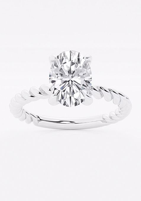 1 1/2 ctw Oval Lab Grown Diamond Twist Solitaire Engagement Ring