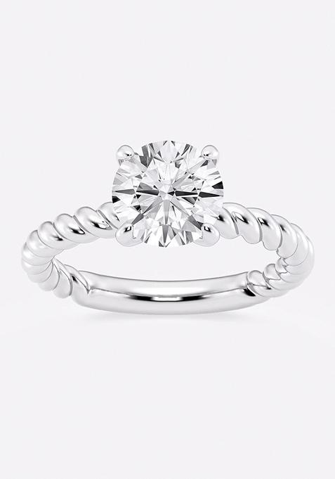 2 ctw Round Lab Grown Diamond Twist Solitaire Engagement Ring