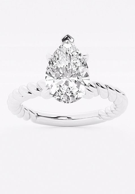 2 ctw Pear Lab Grown Diamond Twist Solitaire Engagement Ring