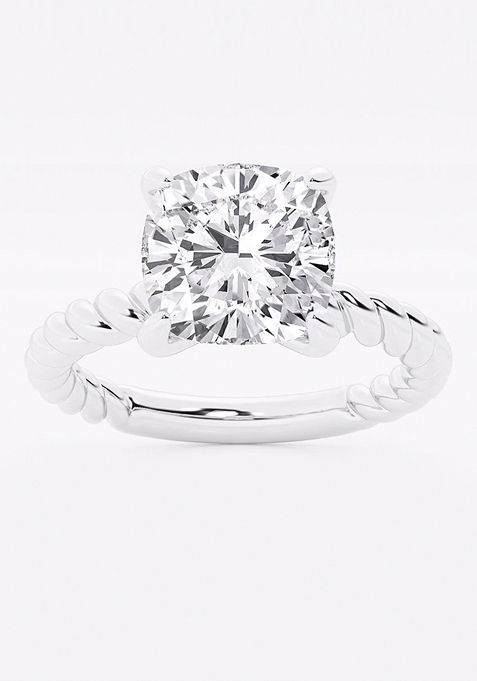 3 ctw Cushion Lab Grown Diamond Twist Solitaire Engagement Ring