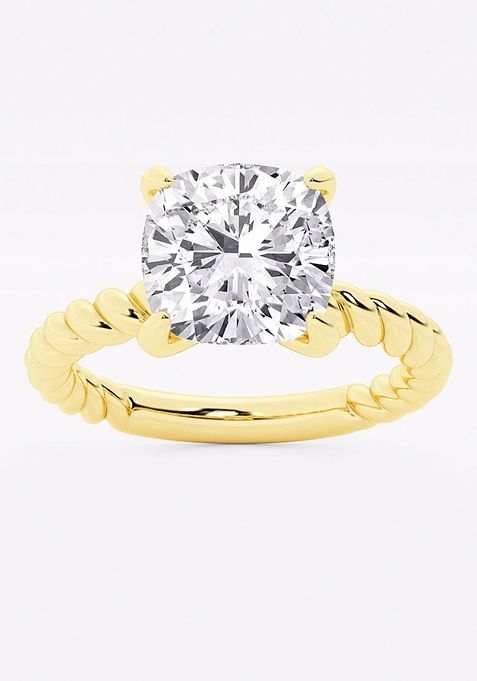 3 ctw Cushion Lab Grown Diamond Twist Solitaire Engagement Ring