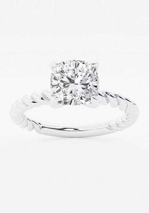 1 1/2 ctw Cushion Lab Grown Diamond Twist Solitaire Engagement Ring