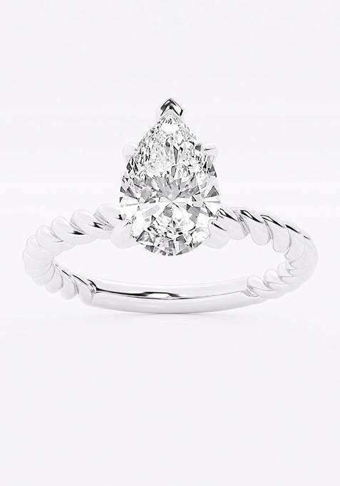 1 1/2 ctw Pear Lab Grown Diamond Twist Solitaire Engagement Ring