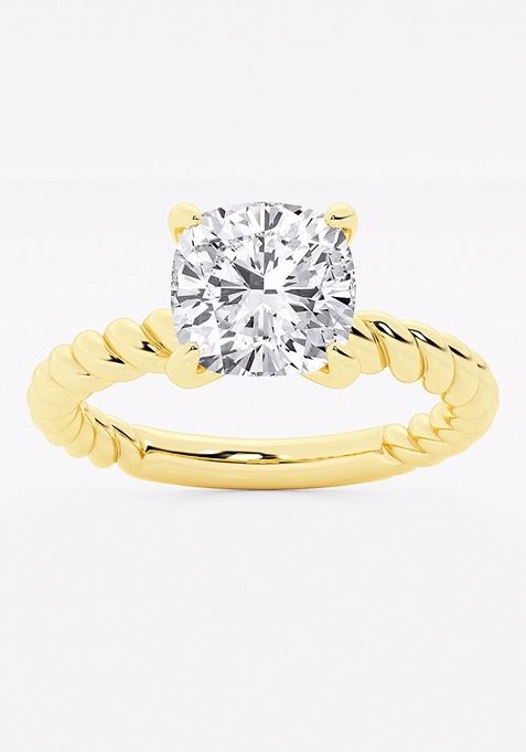 2 ctw Cushion Lab Grown Diamond Twist Solitaire Engagement Ring