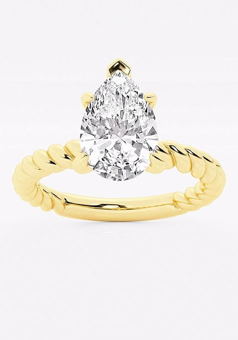 2 ctw Pear Lab Grown Diamond Twist Solitaire Engagement Ring