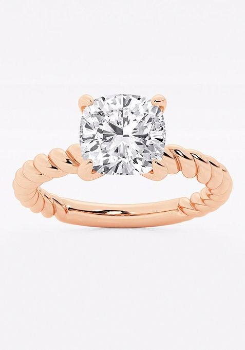 2 ctw Cushion Lab Grown Diamond Twist Solitaire Engagement Ring