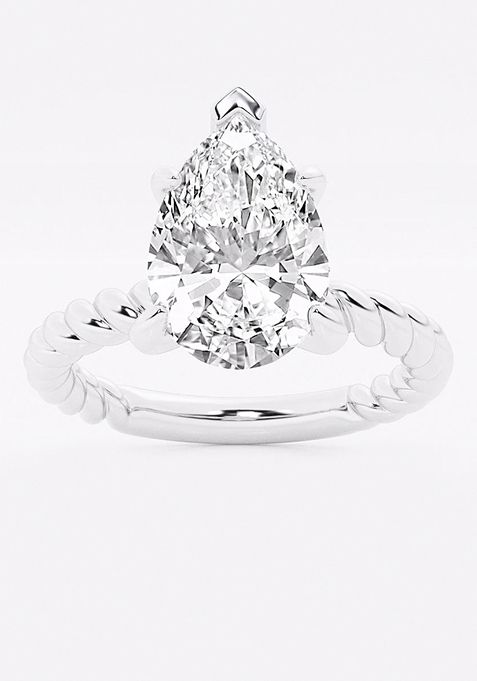 3 ctw Pear Lab Grown Diamond Twist Solitaire Engagement Ring