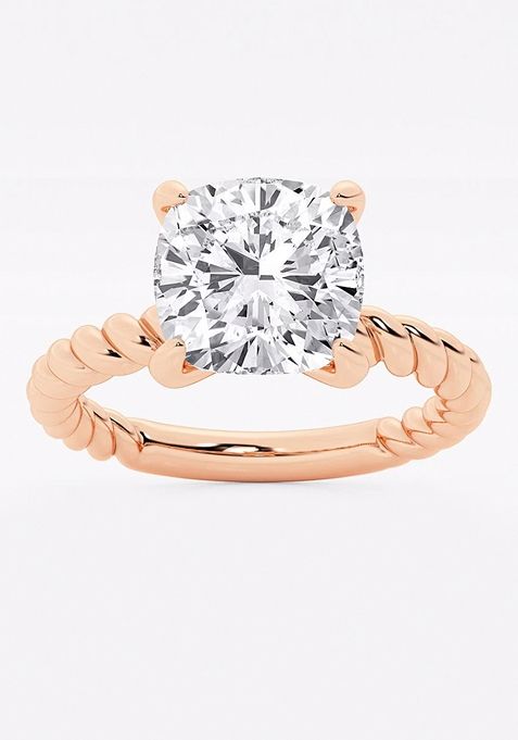 3 ctw Cushion Lab Grown Diamond Twist Solitaire Engagement Ring