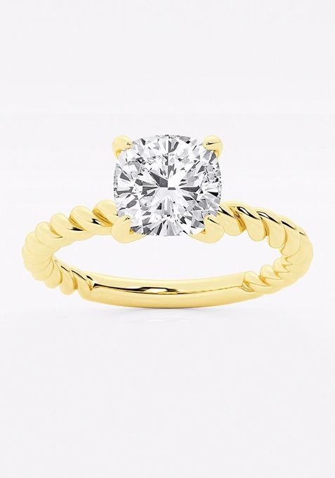 1 1/2 ctw Cushion Lab Grown Diamond Twist Solitaire Engagement Ring