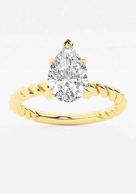 1 1/2 ctw Pear Lab Grown Diamond Twist Solitaire Engagement Ring