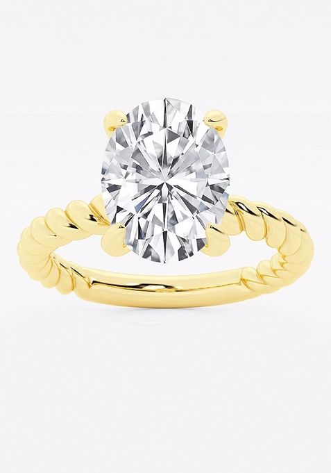 3 ctw Oval Lab Grown Diamond Twist Solitaire Engagement Ring