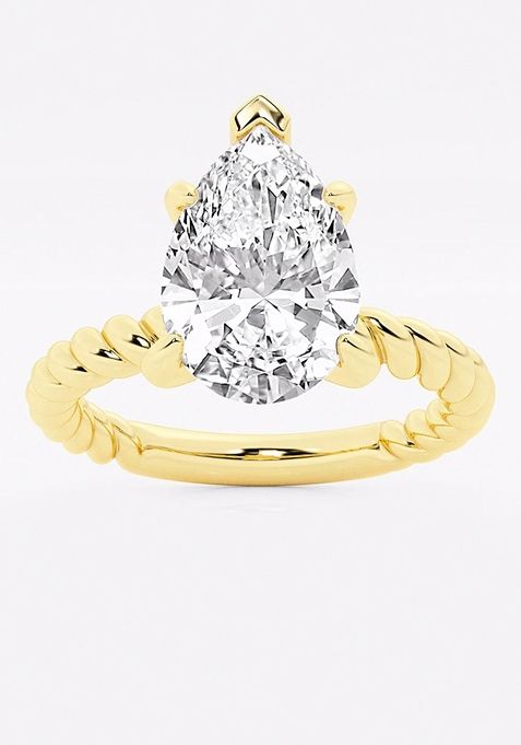 3 ctw Pear Lab Grown Diamond Twist Solitaire Engagement Ring