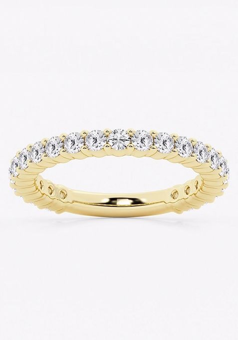 1 ctw Round Lab Grown Diamond Three Quarter Eternity Shared Prong Wedding Band