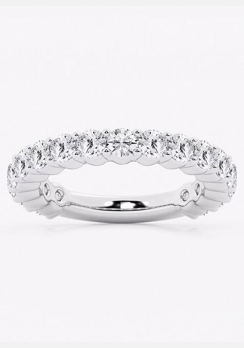 2 ctw Round Lab Grown Diamond Three Quarter Eternity Shared Prong Wedding Band