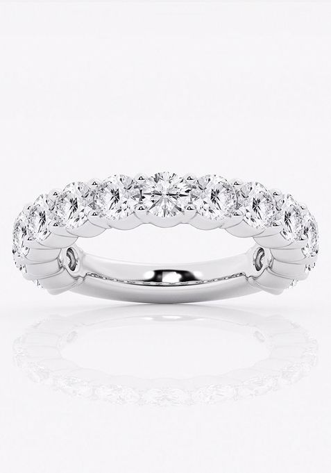 3 ctw Round Lab Grown Diamond Three Quarter Eternity Shared Prong Wedding Band