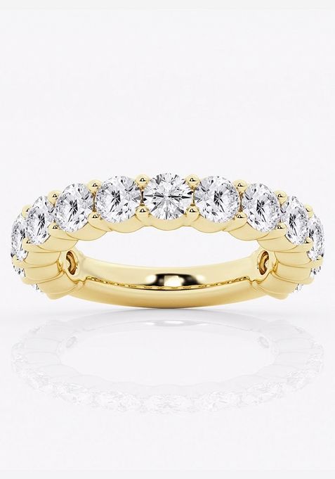 3 ctw Round Lab Grown Diamond Three Quarter Eternity Shared Prong Wedding Band