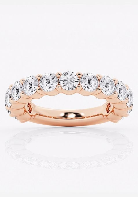 3ctw Round Lab Grown Diamond Three Quarter Eternity Shared Prong Wedding Band