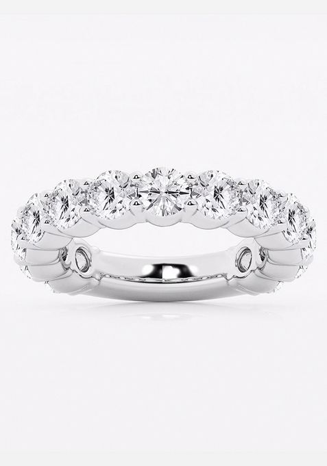 4 ctw Round Lab Grown Diamond Three Quarter Eternity Shared Prong Wedding Band