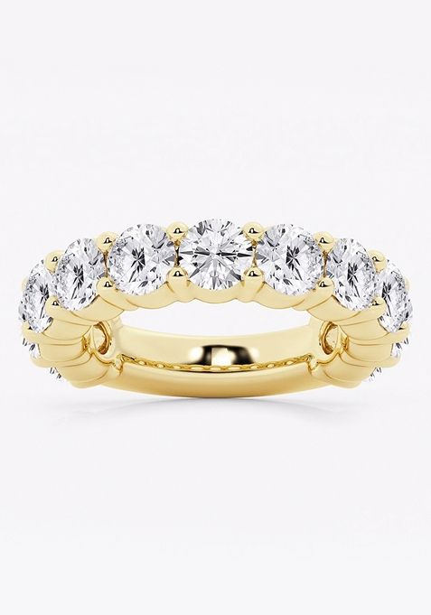 5 ctw Round Lab Grown Diamond Three Quarter Eternity Shared Prong Wedding Band