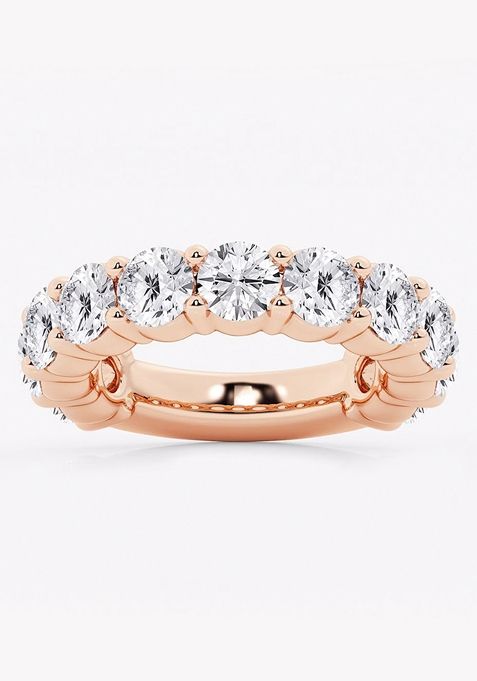 5ctw Round Lab Grown Diamond Three Quarter Eternity Shared Prong Wedding Band