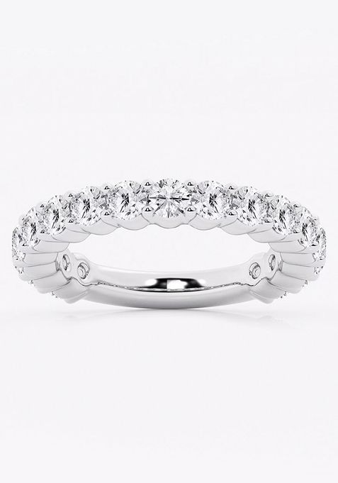 2 ctw Round Lab Grown Diamond Three Quarter Eternity Shared Prong Wedding Band