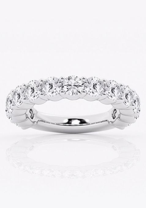 3 ctw Round Lab Grown Diamond Three Quarter Eternity Shared Prong Wedding Band