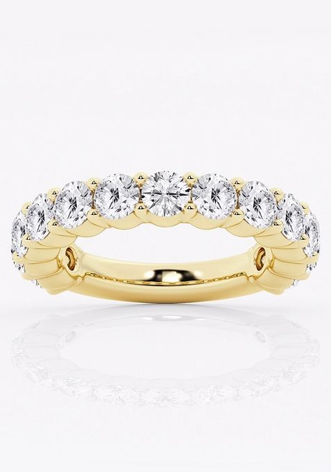 3 ctw Round Lab Grown Diamond Three Quarter Eternity Shared Prong Wedding Band