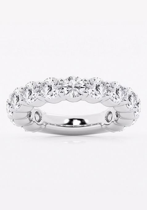 4 ctw Round Lab Grown Diamond Three Quarter Eternity Shared Prong Wedding Band