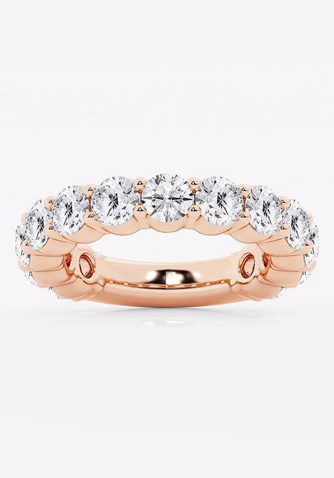 4 ctw Round Lab Grown Diamond Three Quarter Eternity Shared Prong Wedding Band