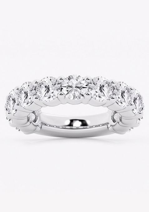 5 ctw Round Lab Grown Diamond Three Quarter Eternity Shared Prong Wedding Band