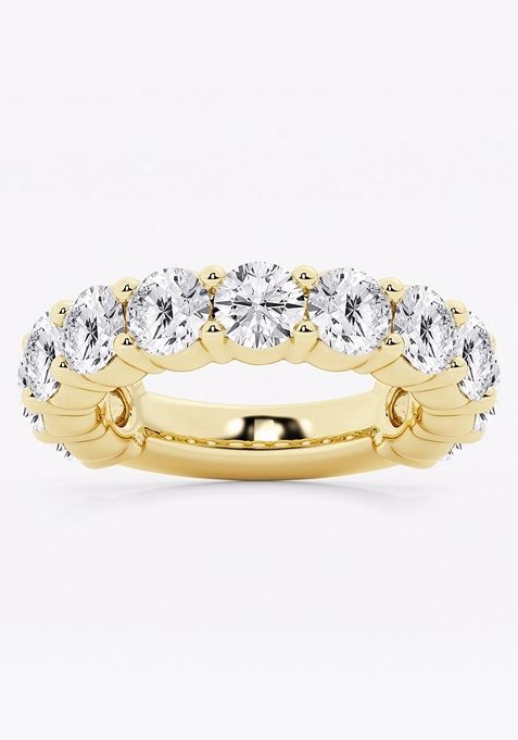 5 ctw Round Lab Grown Diamond Three Quarter Eternity Shared Prong Wedding Band