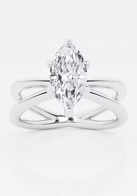 1 1/2 ctw Marquise Lab Grown Diamond Crossover Solitaire Engagement Ring