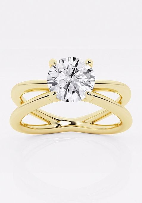 1 1/2 ctw Round Lab Grown Diamond Crossover Solitaire Engagement Ring