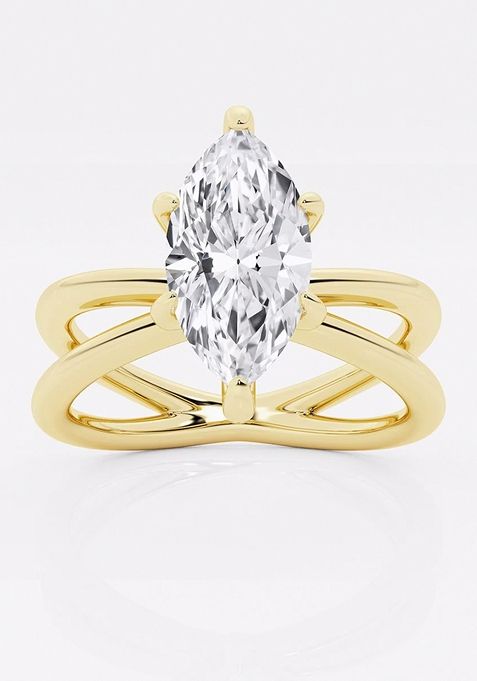 2 ctw Marquise Lab Grown Diamond Crossover Solitaire Engagement Ring