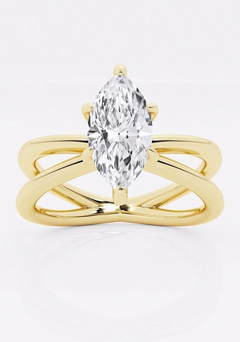 1 1/2 ctw Marquise Lab Grown Diamond Crossover Solitaire Engagement Ring