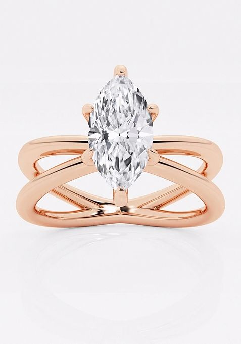 1 1/2 ctw Marquise Lab Grown Diamond Crossover Solitaire Engagement Ring