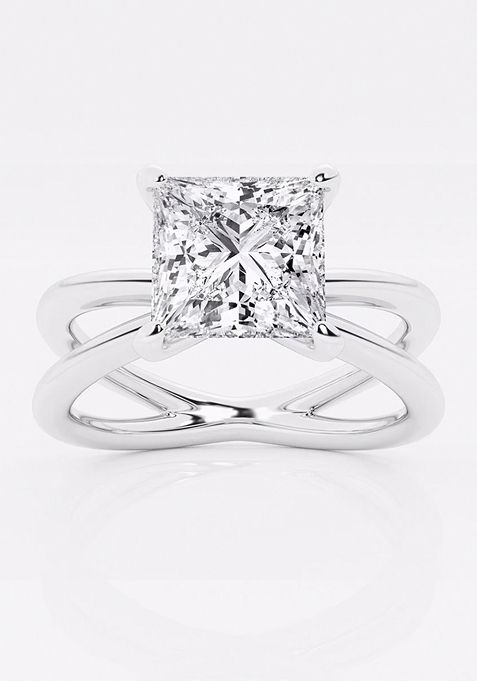 2 ctw Princess Lab Grown Diamond Crossover Solitaire Engagement Ring