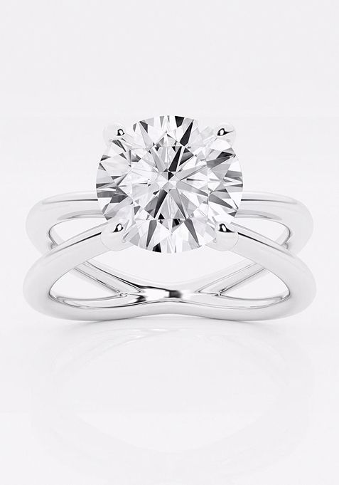 3ctw Round Lab Grown Diamond Crossover Solitaire Engagement Ring