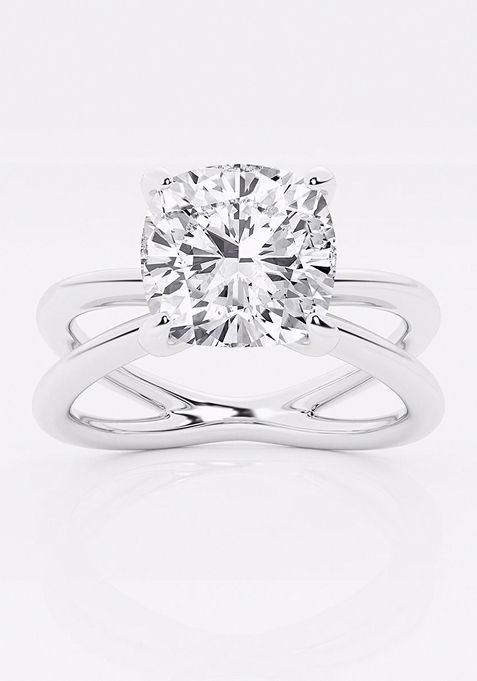 3ctw Cushion Lab Grown Diamond Crossover Solitaire Engagement Ring