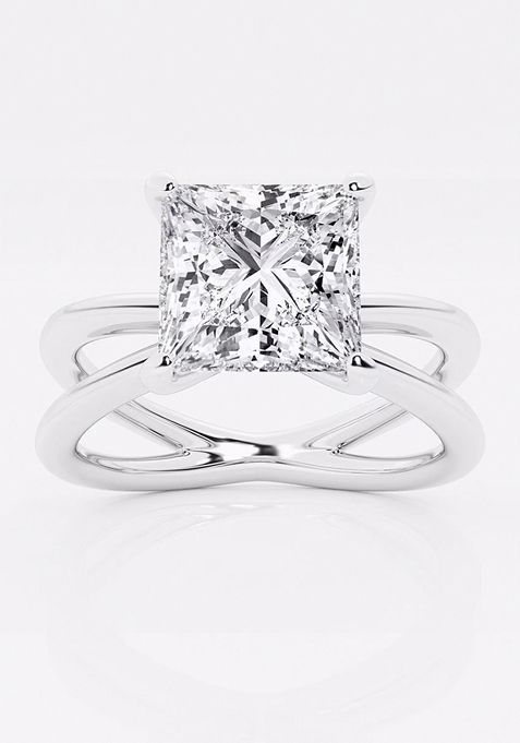 3 Ctw Princess Lab Grown Diamond Crossover Solitaire Engagement Ring