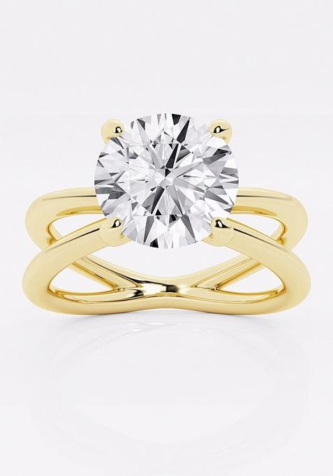 3 ctw Round Lab Grown Diamond Crossover Solitaire Engagement Ring