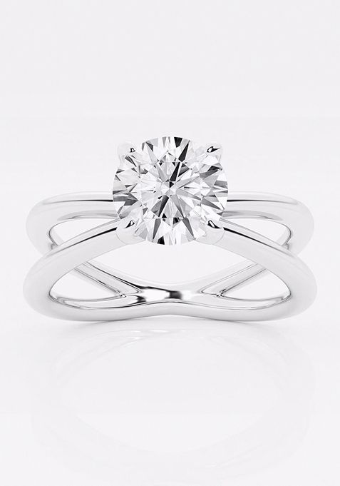 1 1/2 ctw Round Lab Grown Diamond Crossover Solitaire Engagement Ring