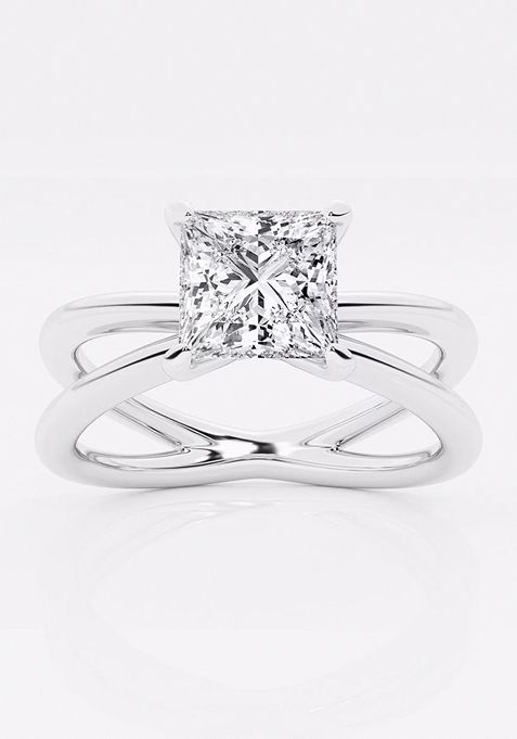 1 1/2 ctw Princess Lab Grown Diamond Crossover Solitaire Engagement Ring